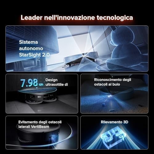 roborock Saros 10R Robot Aspirateur avec Chargement et Déchargement Automatique de l'Eau, 7,98 cm, Antienchevêtrement, Cadre AdaptiLift, Retrait Automatique des Serpillières, Nettoyage des Coins et des Bordures