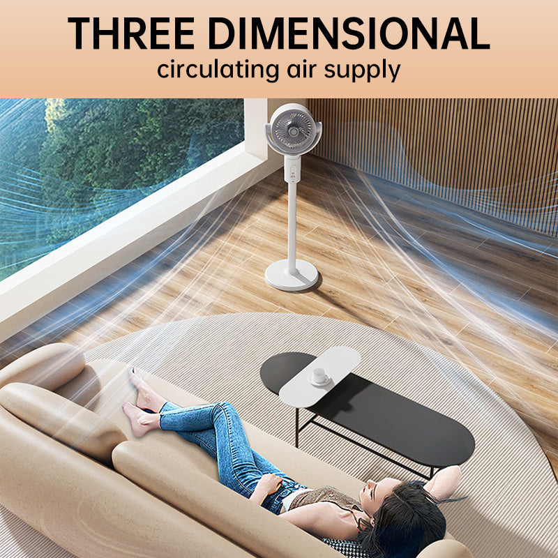Ventilateur sur pied motorisé, ventilateur très silencieux 20dB, portée de 30m, volume d'air 2465m³/h, ventilateur avec télécommande et refroidissement