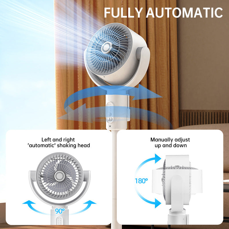 Ventilateur sur pied motorisé, ventilateur très silencieux 20dB, portée de 30m, volume d'air 2465m³/h, ventilateur avec télécommande et refroidissement